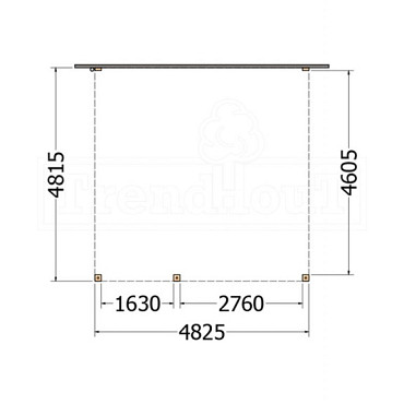 Aanbouwveranda Modena 4850x4850x2700mm (bxdxh) links