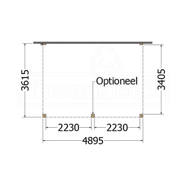 Aanbouwveranda Modena 4900x3650x2700mm (bxdxh)