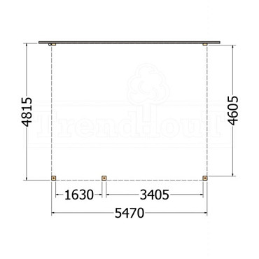 Aanbouwveranda Modena 5500x4850x2700mm (bxdxh) links