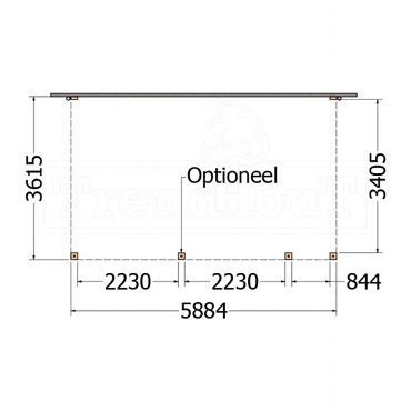 Aanbouwveranda Modena 5900x3650x2700mm (bxdxh) rechts