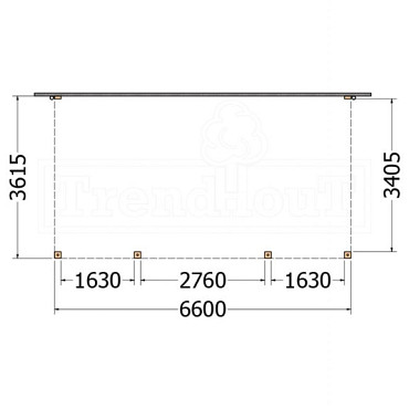 Aanbouwveranda Modena 6600x3650x2700mm (bxdxh)