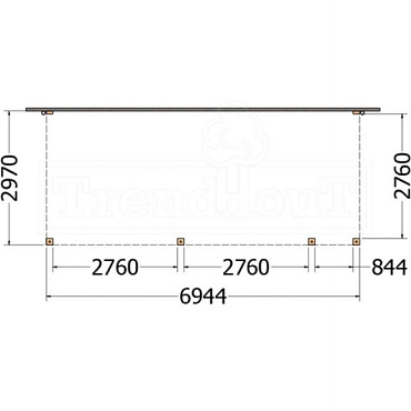 Aanbouwveranda Modena 6950x3000x2700mm (bxdxh) rechts