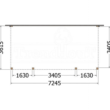 Aanbouwveranda Modena 7200x3650x2700mm (bxdxh)