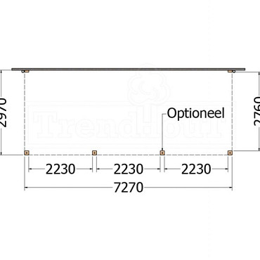 Aanbouwveranda Modena 7300x3000x2700mm (bxdxh) links