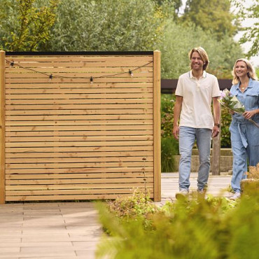 Douglas enkelzijdig geschaafd latten scherm, recht horizontaal, 180x180cm