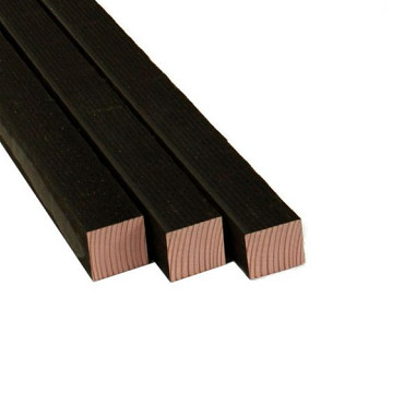 Douglas geschaafde paal 6,5x6,5x300cm zwart gespoten