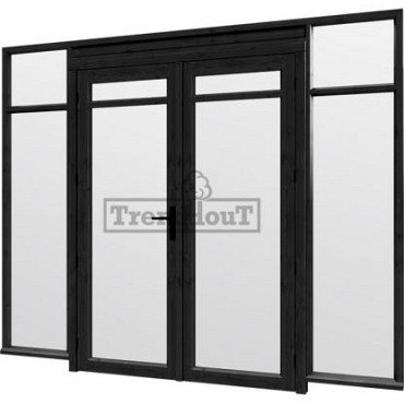 Steel Look raam 2760x2200mm zwart module C-02 met dubbele openslaande deuren