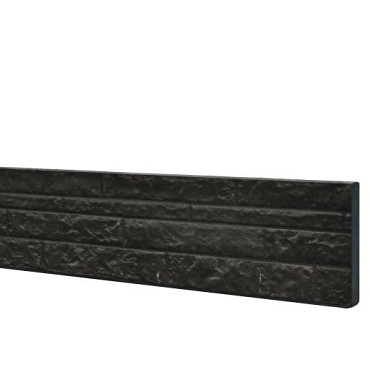 Beton onderplaat dubbelzijdig rotsmotief 36x3,5x184cm antraciet gecoat