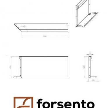 Component Module+ Inwendig hoekpaneel-L (C) 90x42cm Corten