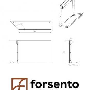 Component Module+ Inwendig hoekpaneel-L (C) 60x42cm Corten