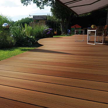 WPC 23x138mm Fiberdeck Premium | massief | 2-zijdig Teak 500cm