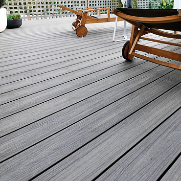 WPC 22,5x210mm FIberdeck Premium | ronde kamer | 2-zijdig | Dark Grey 400cm