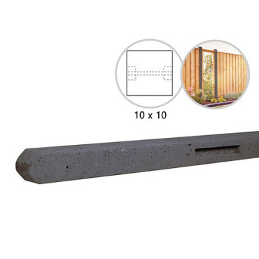 Betonpaal stampbeton 10x10x310cm antraciet tussenpaal tbv recht scherm met 2 betonplaten