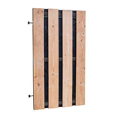 Douglas fijnbezaagde plankendeur met zwarte binnenzijde op zwart verstelbaar frame 100x180cm zwart o
