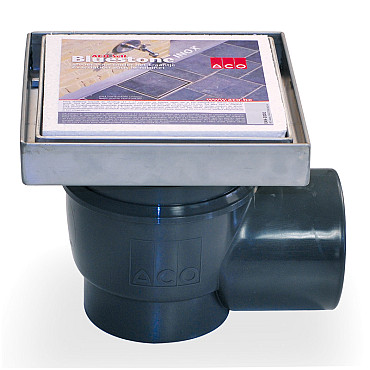 ACO Vloerput Stone RVS 200x200 incl stankslot, zij-uitlaat 110mm