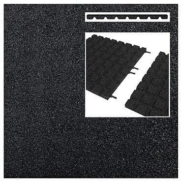 Aslon® SBR rubbertegel 1000x1000x25 mm zwart valhoogte 0.8 meter