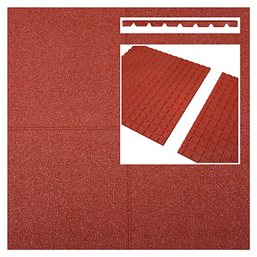 Aslon® SBR rubbertegel 1000x1000x40 mm rood valhoogte 1.45 meter
