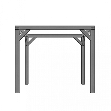 Vuren houtpakket 300 x 300 cm zwart gedompeld, tbv strak schaduwdoek 292 x 292 cm.