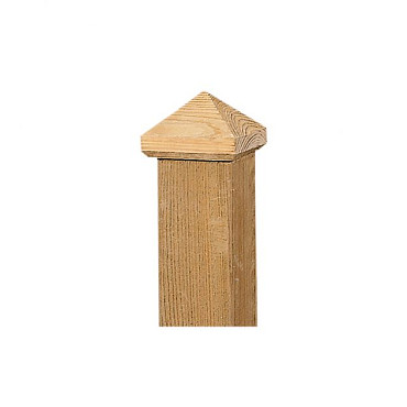 Paalornament piramide 7x7cm hout