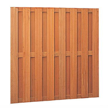 Hardhouten geschaafd plankenscherm 18-planks 14 mm recht verticaal/horizontaal 180x180cm