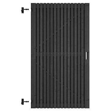 Grenen geschaafd latten deur op verstelbaar frame, verticaal, 178x99x5cm zwart gespoten