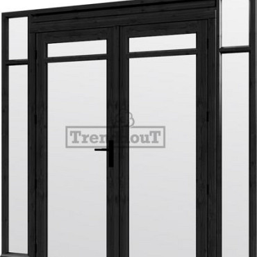 Steel Look raam 2230x2200mm zwart module H-02 met dubbele openslaande deuren