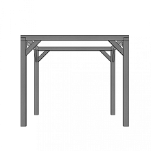 Vuren houtpakket 300x300cm zwart gedompeld, tbv strak schaduwdoek 292x292cm