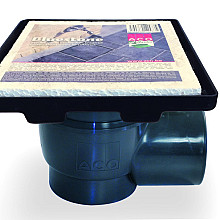 ACO Vloerput Bluestone 20x20cm kunststof opzetstuk incl stankslot, zijuitlaat 110mm