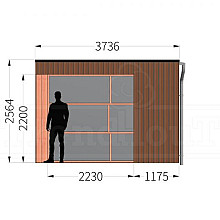 Buitenverblijf Capri 4250x3750x2550mm (bxdxh) model links alleen constructie