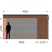 Buitenverblijf Capri 6100x4900x2550mm (bxdxh) model links alleen constructie