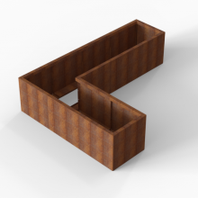 Plantenbak Module+ Corten 240x180x56cm (60cm diep) Corten