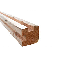 Douglas sleufpaal 9,5x9,5x300cm tbv 28 mm profielplanken, hoekpaal, onbehandeld