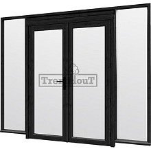 Steel Look raam 2760x2200mm zwart module C-01 met dubbele openslaande deuren