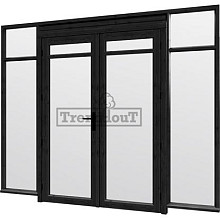 Steel Look raam 2760x2200mm zwart module C-02 met dubbele openslaande deuren