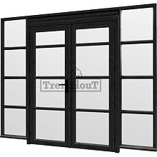 Steel Look raam 2760x2200mm zwart module C-04 met dubbele openslaande deuren