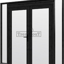 Steel Look raam 2230x2200mm zwart module H-01 met dubbele openslaande deuren