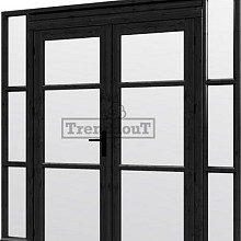 Steel Look raam 2230x2200mm zwart module H-03 met dubbele openslaande deuren