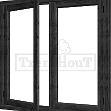 Steel Look vleugelraam 01 dubbel DOUGLAS zwart, 2x raam:674x1296mm+kozijn:1515x1430mm