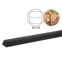 Betonpaal glad met diamantkop 10x10x190cm antraciet gecoat, eindpaal tbv scherm 90cm hoog