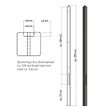 Lichtgewicht betonpaal met diamantkop ongecoat 8,5x8,5x280cmeindpaal antraciet