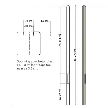 Lichtgewicht betonpaal met diamantkop ongecoat 8,5x8,5x280cmeindpaal grijs